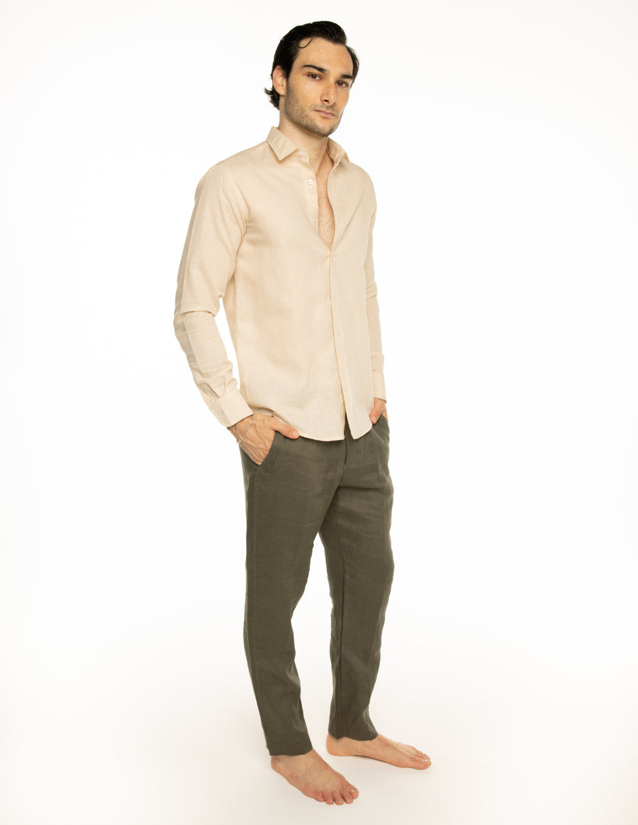 Camisa de lino HUESO