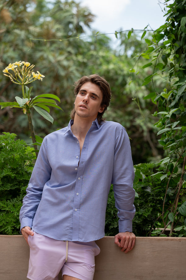 Camisa 100% lino lila
